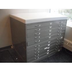 Map Cabinet Flat File 10 Drawer, 2 pc, Base, Top